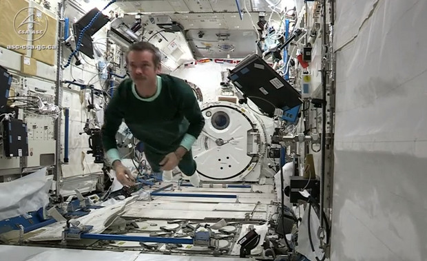 inside space station sleeping