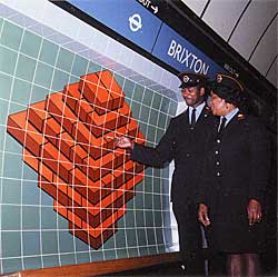 Station platform mosaic, Brixton tube station, London Underground, Victoria Line, London