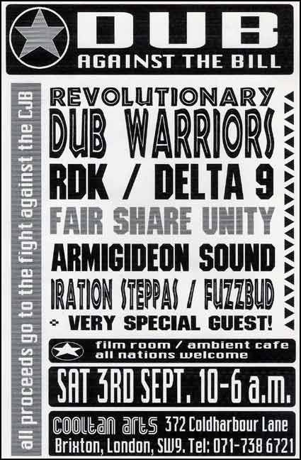Dub Against the Bill : Dub night with Revolutionary Dub Warriors, 1994