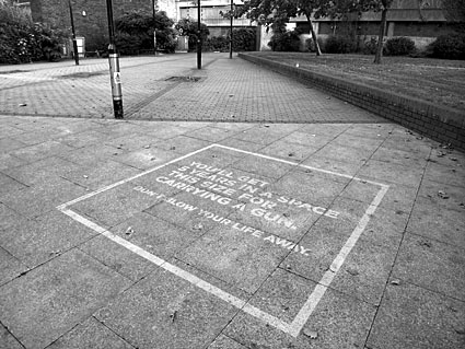 Anti-gun campaign, police graffiti, Coldharbour Lane, October 2007