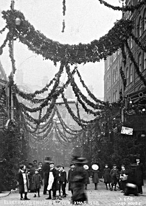 Electric Avenue Xmas decorations, Brixton, 1908