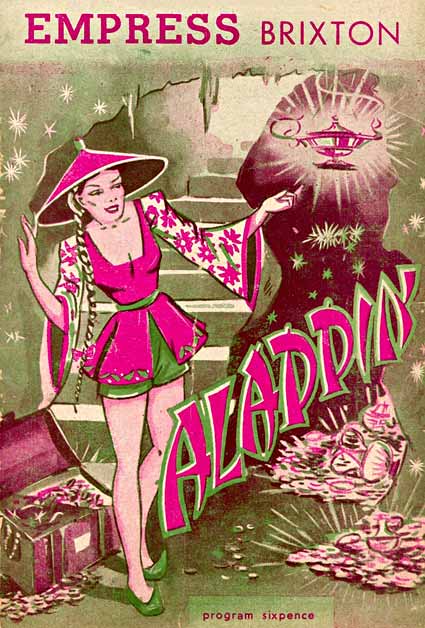 Programme cover of 'Aladdin', playing at the Empress Brixton