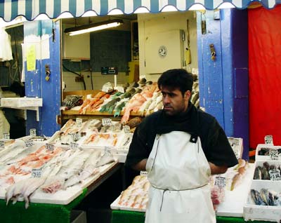 Fishmonger, Granville Market, Brixton, London SW9