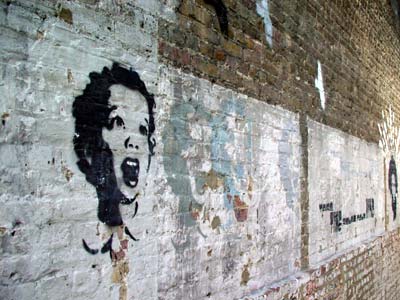 Stencil graffiti, Electric Lane, Brixton, London