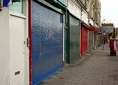Shop shutters, Coldharbour Lane