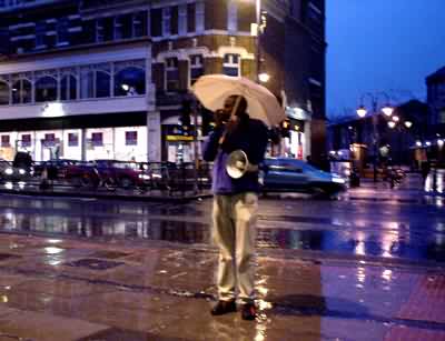 Megaphones and rain, Brixton
