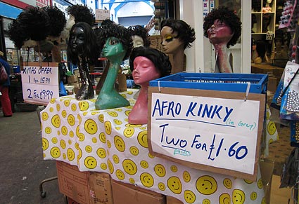 Afro Kinky wigs, Granville Arcade , Brixton photos, snapshots on the streets of Brixton, Lambeth, London SW9 and SW2