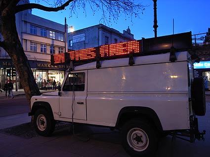 Police warning sign, Brixton, Lambeth London, March 2007