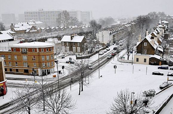 Photos of central Brixton covered in snow, south London 18th December, 2010