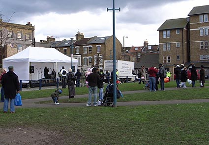 Somewhat under-attended religious gathering, Windrush Square, Brixton, London, 24th February 2007