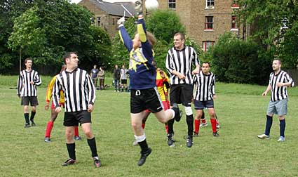 Goal mouth action, semi final, Loony Left Cup, 2005