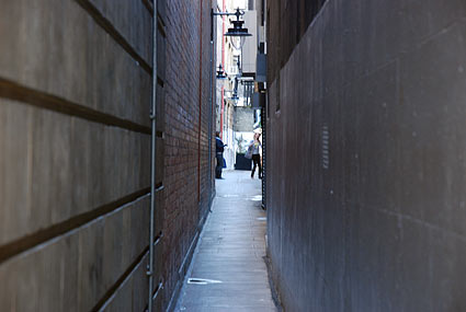 Brydges Place, Covent Garden, London, the narrowest alleyway in London, January, 2007
