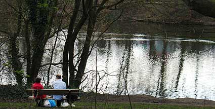 Picnicking by the ponds, Hampstead Heath, north London, England