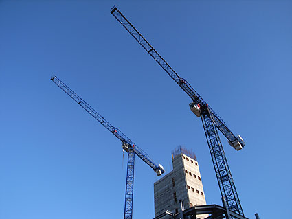 Cranes and new buildings, Chancery Lane, London