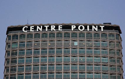 Illuminated Centrepoint sign, Centre Point, New Oxford Street, London, England