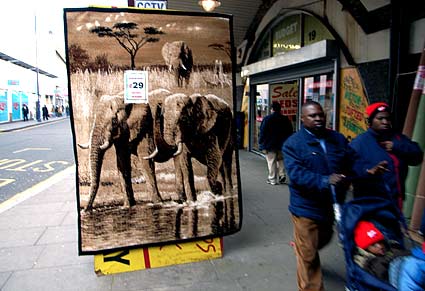 Elephant rug, Atlantic Rd, Brixton, London, February 2007