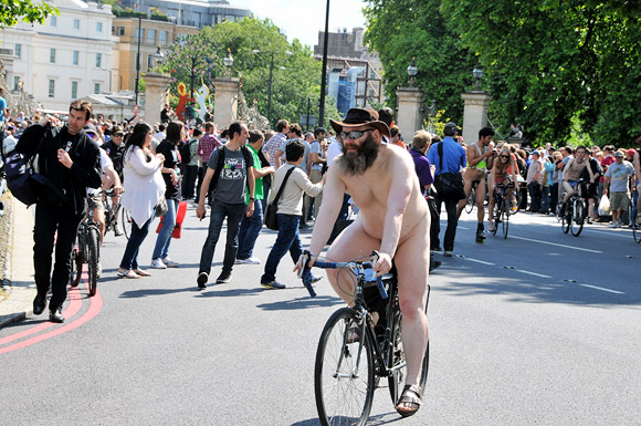 London Naked Bike Ride 2011 through central London from Hyde Park, Saturday June 11th 2011