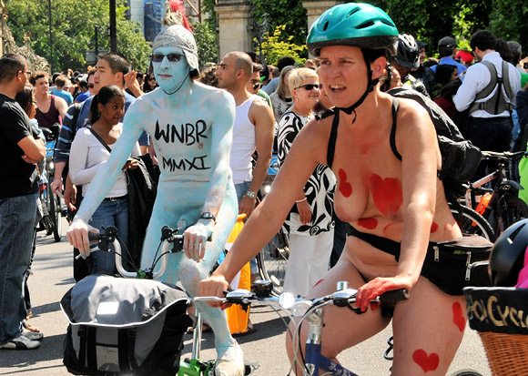 London Naked Bike Ride 2011 through central London from Hyde Park, Saturday June 11th 2011