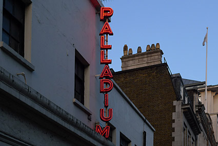 Palladium theatre neon sign, London, photos and feature, Feb 2009