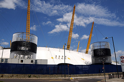 Photos of o2 entertainment district and Millennium Dome, North Greenwich, London, 2008