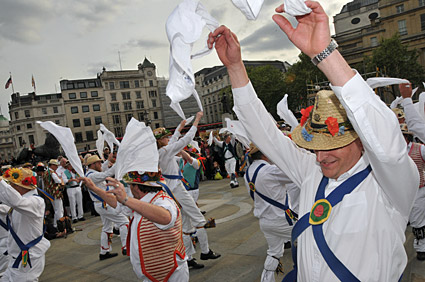 Westminster Day of Dance 2009, Morris dancers in Trafalgar Square, 9th May 2009