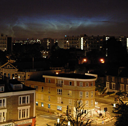 Noctilucent clouds or night-shining clouds, London sighting, June 2006