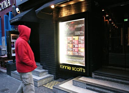 Hoodie outside Ronnie Scotts, Soho, London