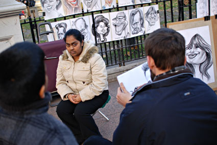 Street portrait artist, Leicester Square.