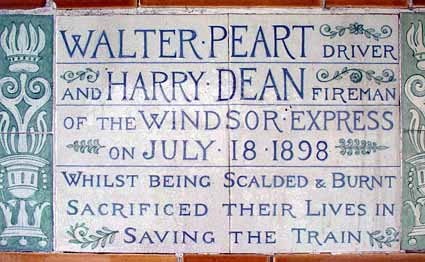 Monument to Walter Peart and Harry Dean, driver and fireman of the Windsor Express, Postman's Park, London