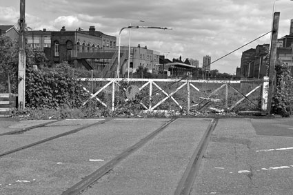 Old level crossing gates, Silvertown, North Woolwich, London's docks, London