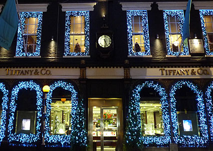 Christmas decorations, central London, West End, Soho and Covent Garden, 2008