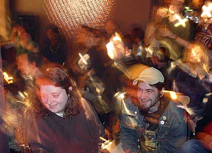 Back room crowd., OFFLINE club at the Dogstar, Brixton, Thursday 28th April 2005, urban75 club night, London.