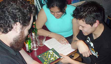 Chess game in progress, Offline 3 at the Brixton Ritzy, 3rd April 2004.
