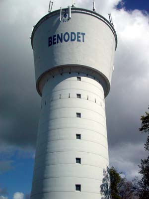 Cool water tower near Benodet harbour, Bretagne (Brittany) France