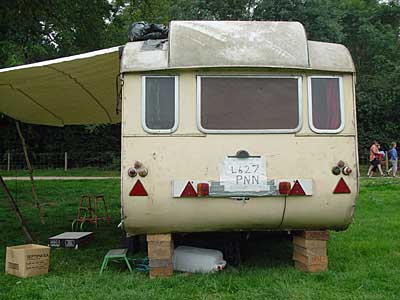 Old caravan, Big Chill festival, Eastnor Castle 2004, England UK