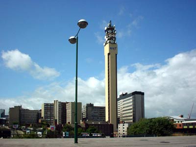 BT tower, station lamp, Snow Hill