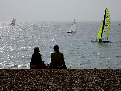 Watching the sail boats, Brighton, East Sussex