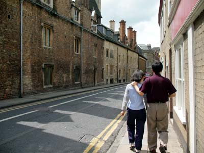 Couple walking, Cambridge