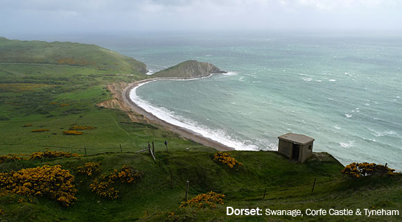 Dorset photos - Swanage, Corfe Castle, Tyneham, Worth Matravers, steam trains, breezy walks and beaches, including photos of the coastline, abandoned villages, tourist sights and more