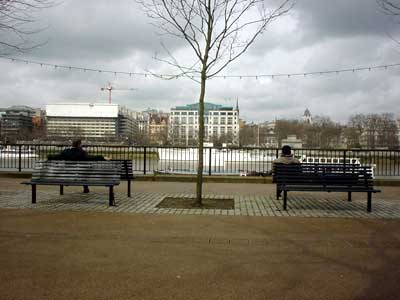 Bench, sky, space, Southbank
