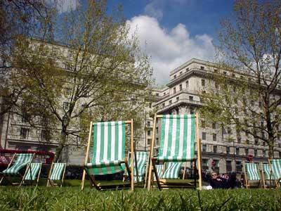 Green Park deckchairs, Piccadilly, London