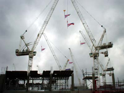 Jubilee flags and cranes, St Paul's, London
