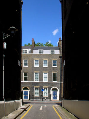 Gower Street from Gower Mews, Bloomsbury, London WC1
