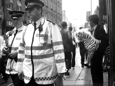 Police and Zebra, Brick Lane Festival 2002, London W1