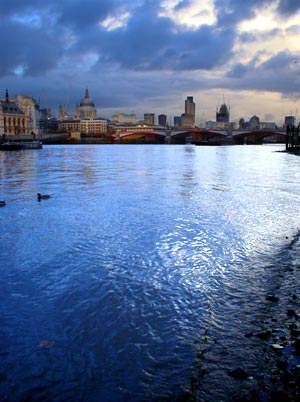 River Thames, looking east from the Bankside, October 2002