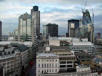 View from the top, London Monument, Fish Street Hill, London EC3