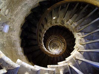 Inside the Monument, looking down, Fish Street Hill, London EC3
