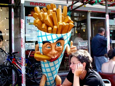 Giant chips and diner, Old Compton Street, Soho, London, June 2003
