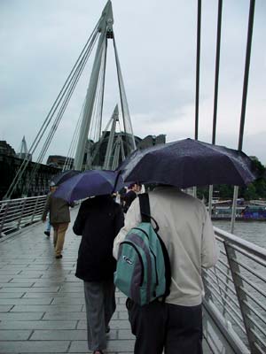 Hungerford Bridge in the rain London