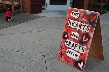 Hearts and Crafts Affair'Grumpy Cafe, Meserole Avenue, Diamond Street, Greenpoint, Brooklyn, New York, NYC, US